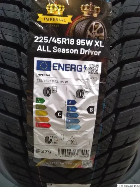 Background image for 4x Allwetterreifen 225/45z R18 95w Imperial All Season Driver DOT 0626 7mm